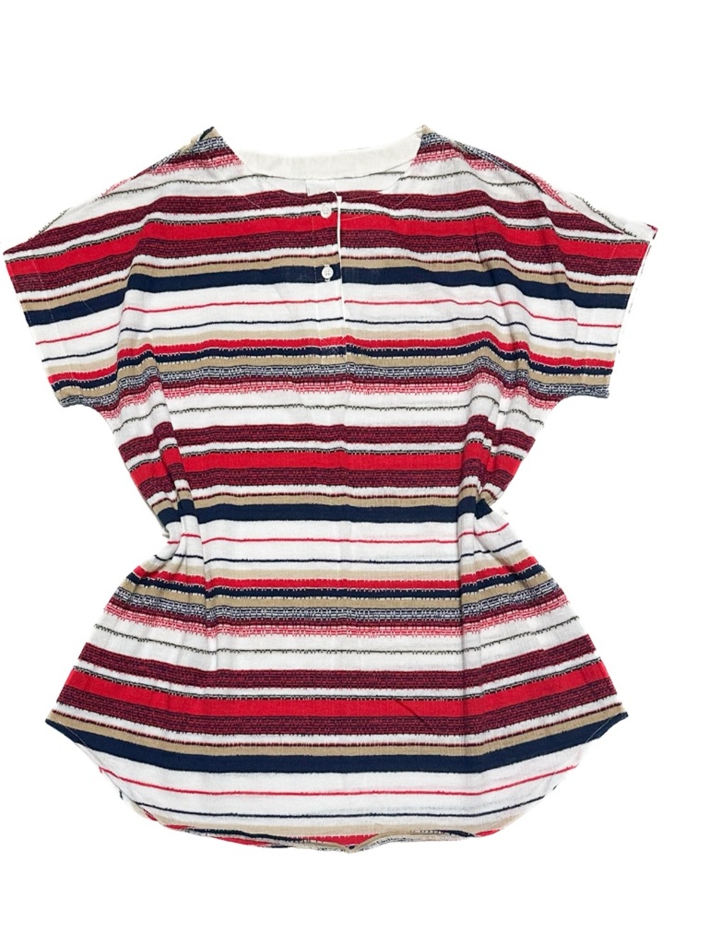 Vintage 70s Jantzen Swim Micro Loop Terry Multicolor Stripe Beach Coverup Henley